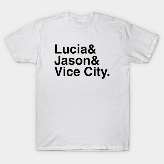 GTA VI - Lucia & Jason & Vice City. (Black) T-Shirt by foozler